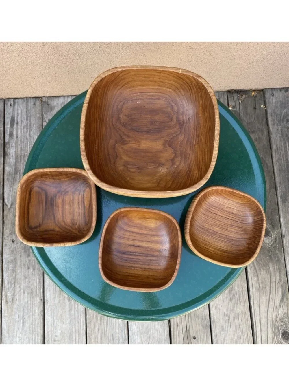 Teak Serving Salad Bowl 3 Individual Teak Bowls